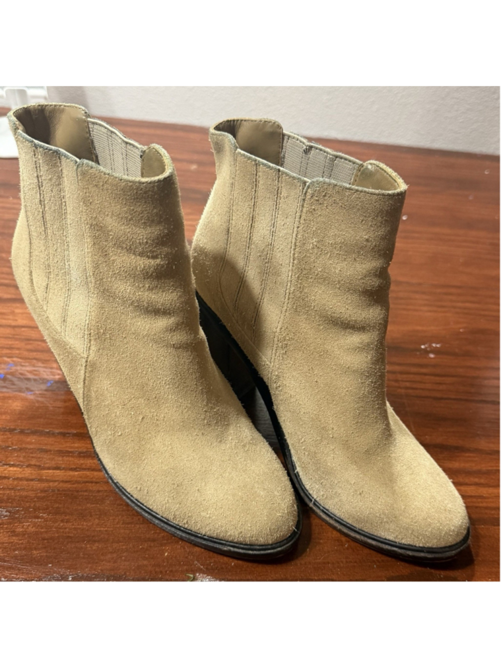 Women's Joie Close Suede Ankle Booties Tan Size 37 1/2